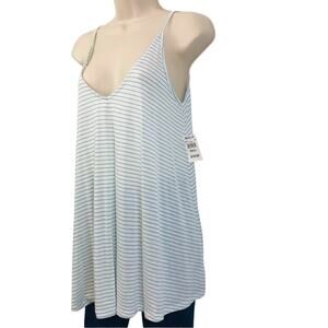 NWT Wasabi + Mint White Sage Stripe Tank Top Deep Plunge Spaghetti Strap